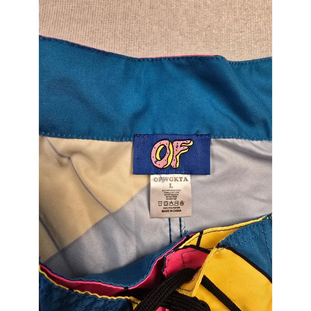 Odd Future OFWGKTA Mens‎ Large Board Shorts Blue Pink Geometric Swim Trunks